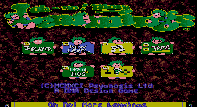 Oh No! More Lemmings (DOS) screenshot: Main Menu