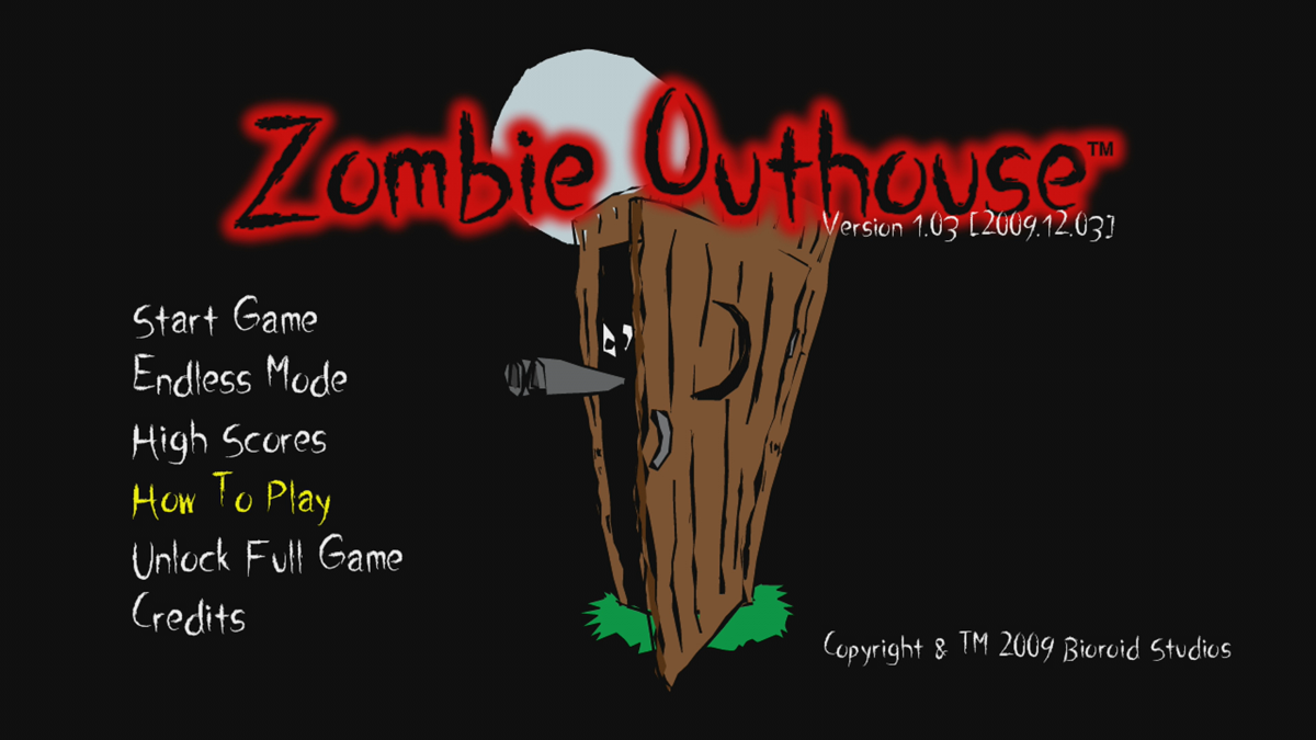 Zombie Outhouse (Xbox 360) screenshot: Main menu (Trial version)