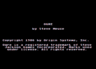 Ogre (Atari 8-bit) screenshot: Credits screen