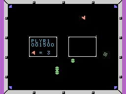Omega Race (ColecoVision) screenshot: A game with a tunnel in the middle of the screen