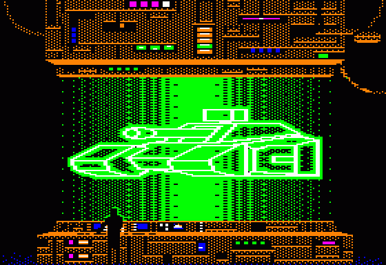 Omega (Apple II) screenshot: Groovy Holographic Tank
