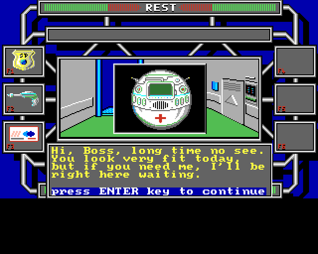 Omnicron Conspiracy (Amiga) screenshot: Seeking the medic bot