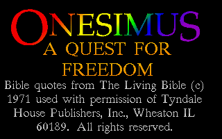 Onesimus: A Quest for Freedom (DOS) screenshot: Title screen.