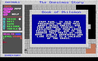 Onesimus: A Quest for Freedom (DOS) screenshot: From the book of Philemon.