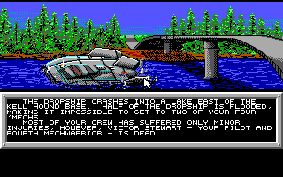 BattleTech: The Crescent Hawks' Revenge (DOS) screenshot: Landed into river (EGA)