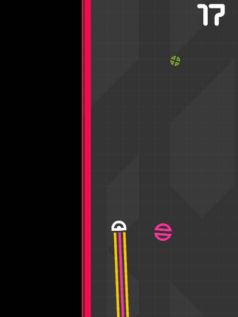 One More Line (Browser) screenshot: After rotation you can travel in a new direction, avoiding objects that would otherwise be in your path.