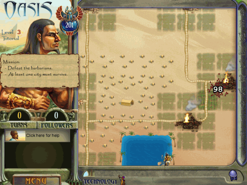 Oasis (Windows) screenshot: Losing means the death of hundreds