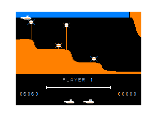 Sea Dragon (TRS-80 CoCo) screenshot: The start of level 3 checkpoint