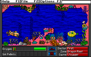 Operation Neptune (DOS) screenshot: No mere sparkly -- this is one of the capsule pieces strewn through each level.