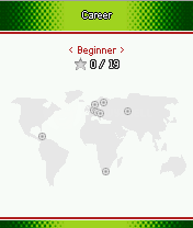 Playman World Soccer (J2ME) screenshot: Event selection screen in the career mode.