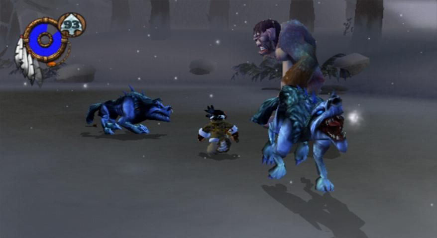 Brave: The Search for Spirit Dancer (PlayStation 2) screenshot: Wolves vs. Sasquatch