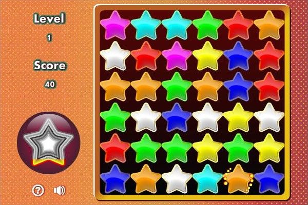 Staries (Windows) screenshot: I clustered 5 stars together and got a power star.