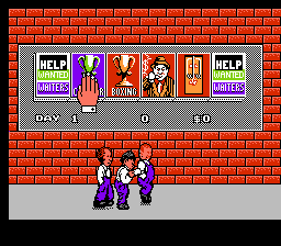 The Three Stooges (NES) screenshot: Select what you'll do to make money