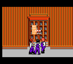 The Three Stooges (NES) screenshot: The door of the Hoiti Toiti Club