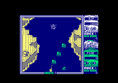 Toobin' (Amstrad CPC) screenshot: I snagged a branch in the water.