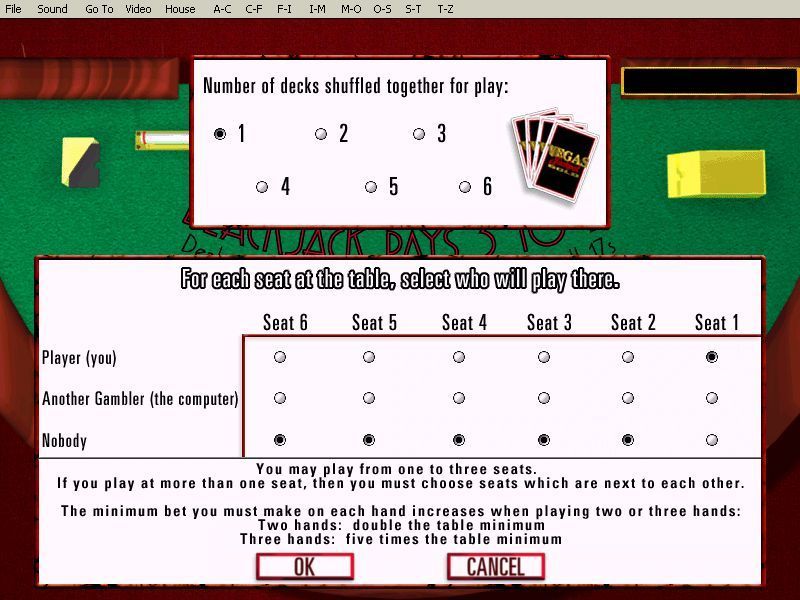 Vegas Jackpot Gold (Windows) screenshot: Configuring the blackjack game