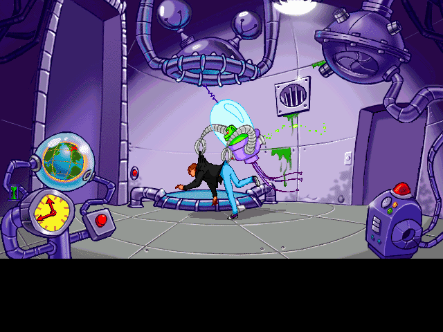Orion Burger (DOS) screenshot: Wilbur is beamed and taken away