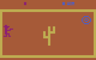 Outlaw (Atari 2600) screenshot: The one player target test