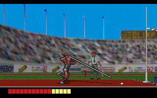 Olimpiadas 92: Atletismo (DOS) screenshot: Pole Vaulting.