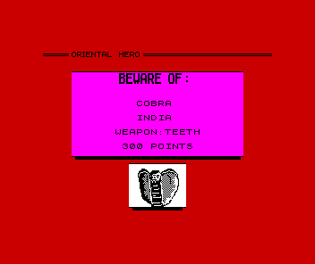 Oriental Hero (ZX Spectrum) screenshot: Sound advice