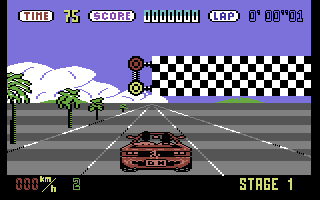 OutRun (Commodore 64) screenshot: Beginning a race