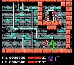 Teenage Mutant Ninja Turtles (NES) screenshot: Here are Bebop and Rocksteady.