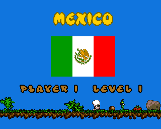 Pierre le Chef is... Out to Lunch (Amiga) screenshot: Mexico - opening screen