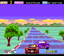 OutRun (TurboGrafx-16) screenshot: About to run out of time