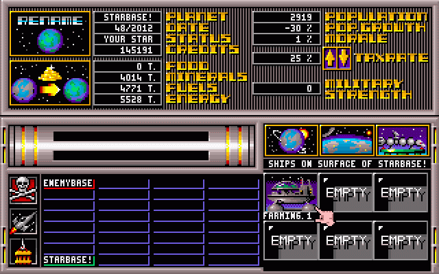 Overlord (DOS) screenshot: Goverment Control Panel