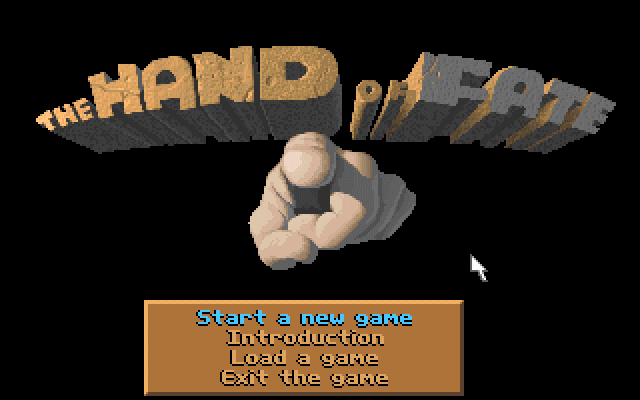 Fables & Fiends: Hand of Fate (DOS) screenshot: Main menu
