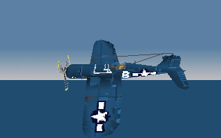 Pacific Strike (DOS) screenshot: The Vought F4U Corsair ... one of mightiest planes in that game