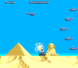 P47 Thunderbolt (TurboGrafx-16) screenshot: These choppers have formed an arrow