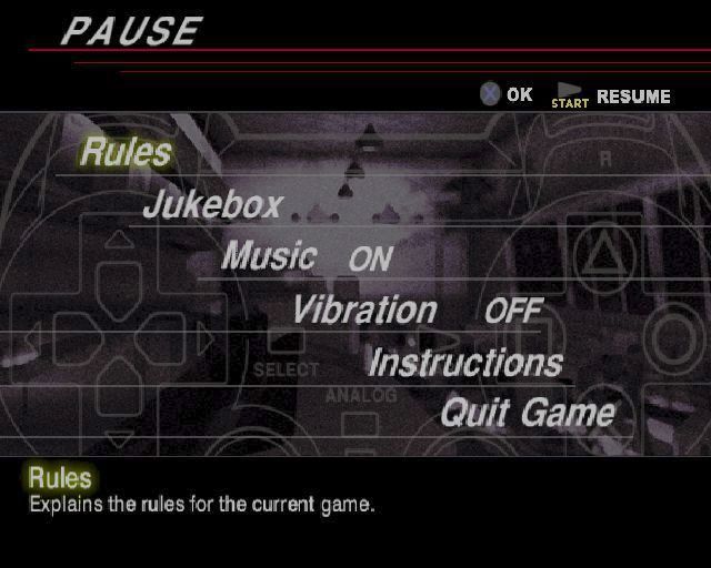Real Pool (PlayStation 2) screenshot: The game's pause menu