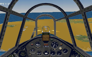 Pacific Strike (DOS) screenshot: Attacking an enemy airfield