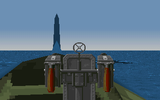Pacific Strike (DOS) screenshot: Grumman TBF Avenger [rear gunner view]