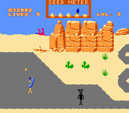 Road Runner (NES) screenshot: Wile E. blows himself up