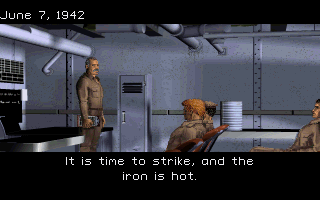 Pacific Strike (DOS) screenshot: During a mission briefing [1]
