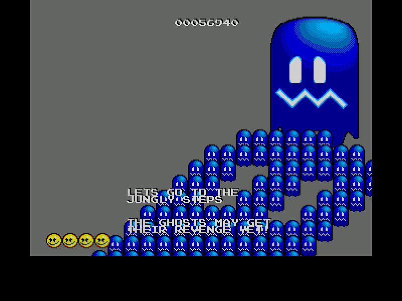 Pac-Mania (Amiga) screenshot: Now that's a big ghost!