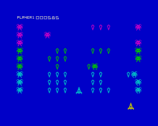 Cosmic Guerilla (ZX Spectrum) screenshot: Set 2 - These ones look more sad than the previous.