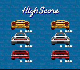 The Duel: Test Drive II (SNES) screenshot: High Score tables