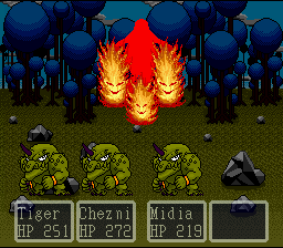 Paladin's Quest (SNES) screenshot: Casting a fire spell