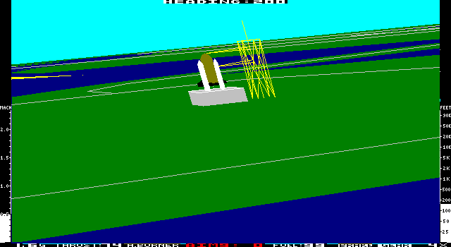 Jet: Version 2.0 (DOS) screenshot: The Space Shuttle on the pad for launch at the Cape (demo EGA)