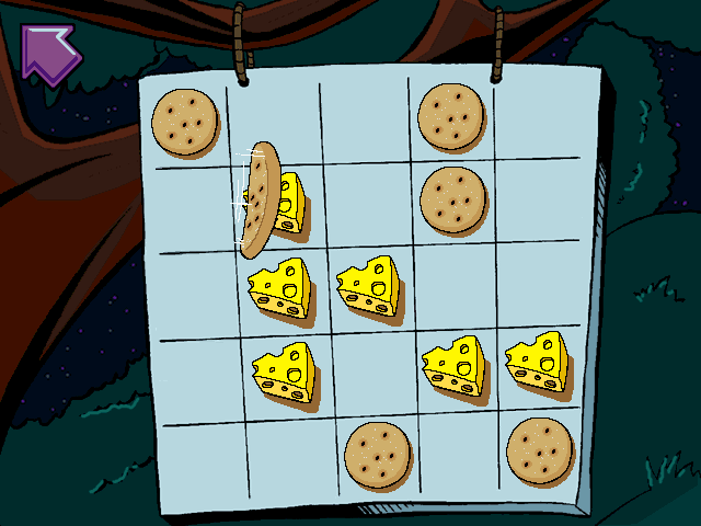 Pajama Sam: No Need to Hide When It's Dark Outside (Windows 3.x) screenshot: Playing a game of Cheese & Crackers