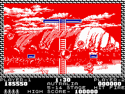 Buster Bros. (ZX Spectrum) screenshot: Australia - clock will stop balloons for a while