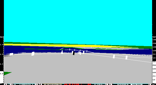 Jet: Version 2.0 (DOS) screenshot: Scenery over San Francisco (demo EGA)