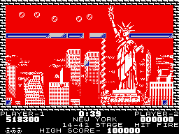 Buster Bros. (ZX Spectrum) screenshot: New York - it is possible to destroy each block