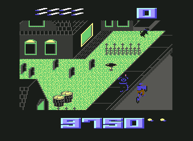 Paperboy (Commodore 64) screenshot: Early morning jogger