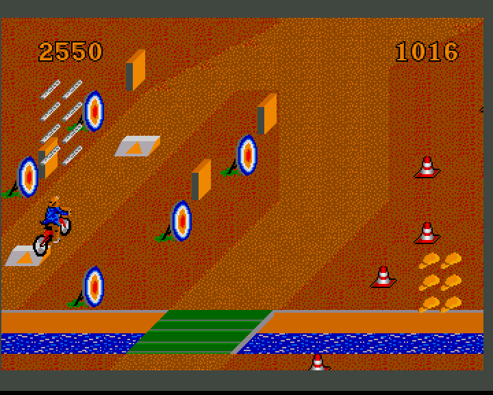 Paperboy (Amiga) screenshot: Paperboy has another go at the obstacle course