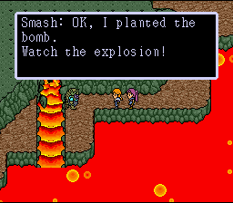 Paladin's Quest (SNES) screenshot: Lava and explosives always go together