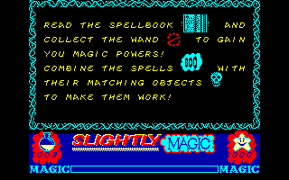 Slightly Magic (Amstrad CPC) screenshot: Instructions
